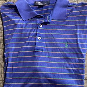 Polo by Ralph Lauren blue striped short sleeve polo shirt pima cotton size large